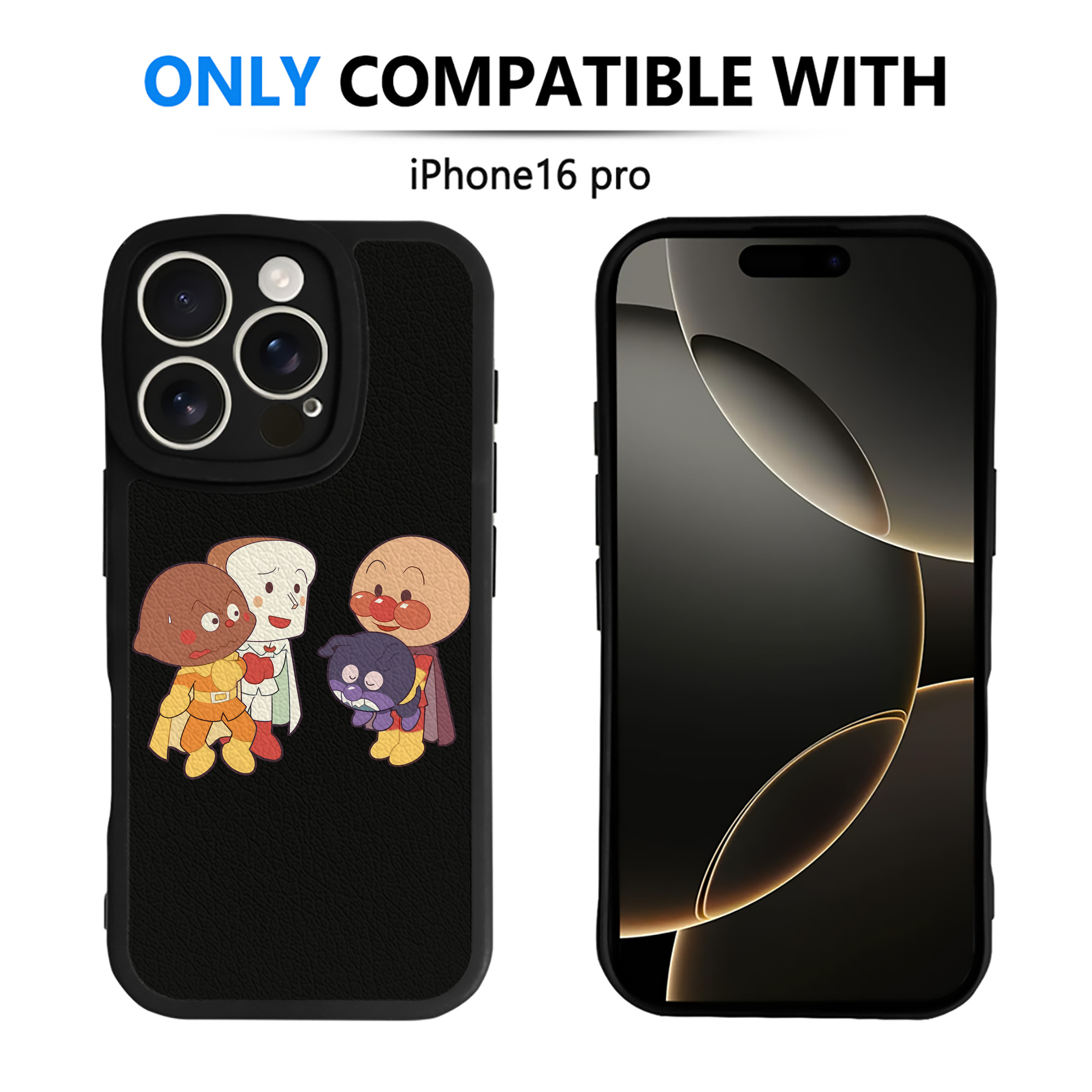 （画像用） アンパンマン Anpanman 【iPhone 16シリーズ対応】シリコンスマホケース（レザー調） 材質：シリコン